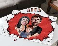 BK Gift Kişiye Özel Aile Tasarımlı 1000 Parça Profesyonel Puzzle, 3'lü  Portre, Aileye Hediye Puzzle-4