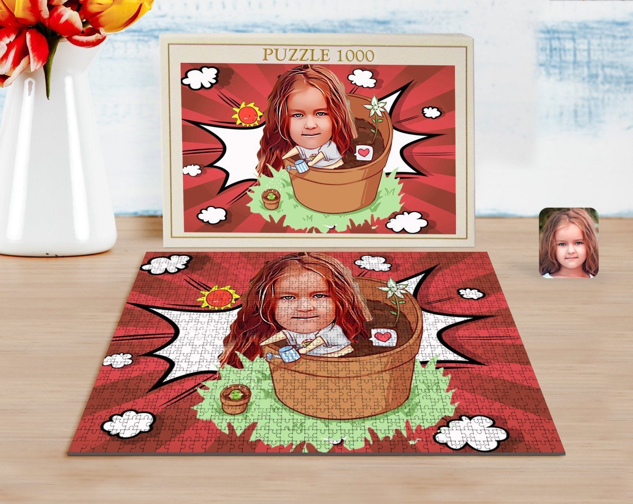 Kişiye Özel Kız Çocuk Karikatürlü 1000 Parça Profesyonel Puzzle-10