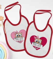 BK Kids Kişiye Özel İsimli 2’li Kırmızı Mama Önlüğü-17