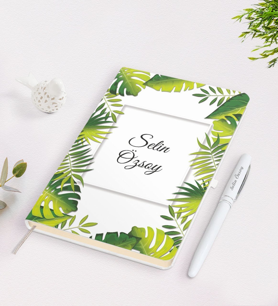 Kişiye Özel İsimli Çerçeveli Defter Kalem Seti-4