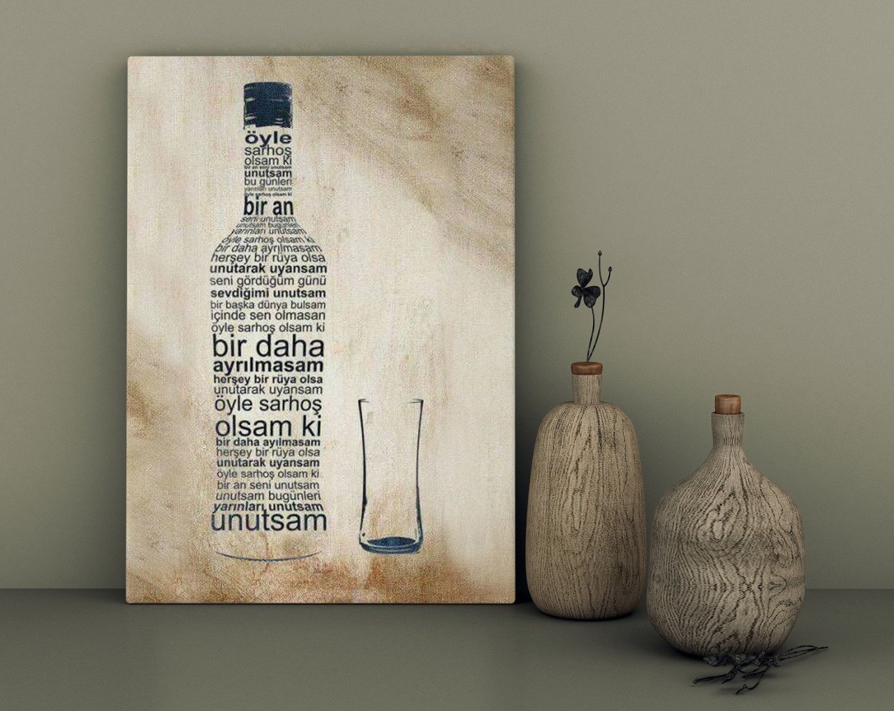 BK Home Rakı Tasarımlı Kanvas Tablo 30x50cm-8