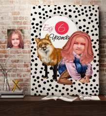 Kişiye Özel Kız Çocuk Yaş Karikatürlü Kanvas Tablo 50x70cm-9