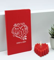 BK Gift Sevgililere Özel İsimli Kırmızı Defter ve Kokulu Kalp Mum Hediye Seti-9, Sevgiliye Hediye, Sevgililer Günü