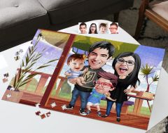 BK Gift Kişiye Özel Aile Tasarımlı 1000 Parça Profesyonel Puzzle, 3'lü  Portre, Aileye Hediye Puzzle-3