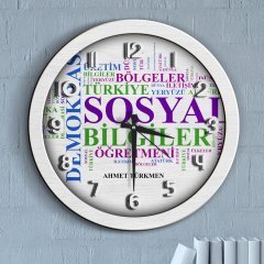 Kişiye Özel Mesleki Sosyal Bilgiler Öğretmeni Ahşap Duvar Saati - 1