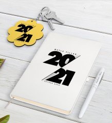 Kişiye Özel 2023 Mutlu Yıllar Beyaz Defter Kalem ve Anahtarlık Hediye Seti-9
