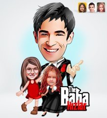 Kişiye Özel Godfather Baba Kızlar Tasarımlı Dijital Karikatür-1
