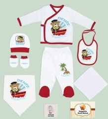 BK Kids Kişiye Özel 9 Parça Kırmızı Hastane Çıkışı ve Battaniye Hediye Seti, Yeni Doğan Bebek Giyim Hediyesi-1