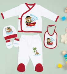 BK Kids Kişiye Özel 9 Parça Kırmızı Hastane Çıkışı ve Battaniye Hediye Seti, Yeni Doğan Bebek Giyim Hediyesi-1