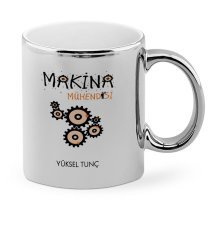 Kişiye Özel Mesleki Makina Mühendisi Krom Kupa Bardak - 1