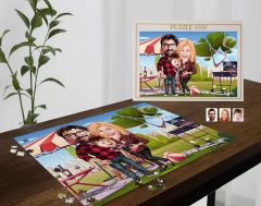 BK Gift Kişiye Özel Aile Tasarımlı 1000 Parça Profesyonel Puzzle, 3'lü  Portre, Aileye Hediye Puzzle-2