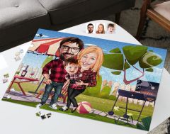 BK Gift Kişiye Özel Aile Tasarımlı 1000 Parça Profesyonel Puzzle, 3'lü  Portre, Aileye Hediye Puzzle-2