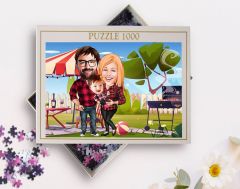 BK Gift Kişiye Özel Aile Tasarımlı 1000 Parça Profesyonel Puzzle, 3'lü  Portre, Aileye Hediye Puzzle-2