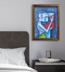 BK Gift Yatak Odası Konseptli Doğal Masif Ahşap Çerçeveli Tablo-74