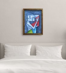 BK Gift Yatak Odası Konseptli Doğal Masif Ahşap Çerçeveli Tablo-74