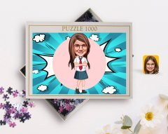 Kişiye Özel Kız Çocuk Karikatürlü 1000 Parça Profesyonel Puzzle-6