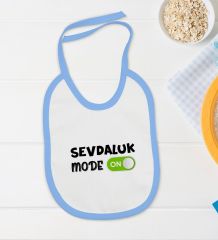 BK Kids Sevdaluk Mode Tasarımlı Mavi Bebek Body Zıbın ve Mama Önlüğü Hediye Seti-1