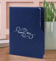 BK Gift Kişiye Özel İsimli Lacivert Termo Deri Not Defteri 15x21cm-3