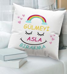 BK Gift Hayat Mottosu Tasarımlı Beyaz Kırlent Yastık, Ev Hediyesi, Ev Dekorasyonu, Dekoratif Hediye-2