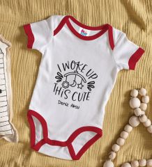 BK Kids Kişiye Özel This Cute Tasarımlı Kırmızı Bebek Body Zıbın-1