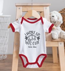 BK Kids Kişiye Özel This Cute Tasarımlı Kırmızı Bebek Body Zıbın-1
