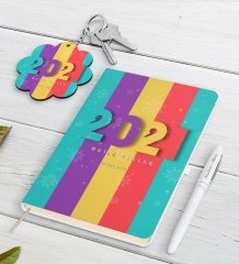 Kişiye Özel 2023 Mutlu Yıllar Beyaz Defter Kalem ve Anahtarlık Hediye Seti-8