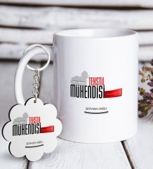 Kişiye Özel Mesleki Tekstil Mühendisi Beyaz Kupa ve Anahtarlık Hediye Seti-2