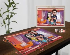 BK Gift Kişiye Özel Aile Tasarımlı 1000 Parça Profesyonel Puzzle, 3'lü  Portre, Aileye Hediye Puzzle-1