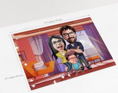 BK Gift Kişiye Özel Aile Tasarımlı 1000 Parça Profesyonel Puzzle, 3'lü  Portre, Aileye Hediye Puzzle-1