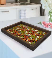 BK Gift Halloween Tasarımlı Doğal Ahşap Tepsi-5