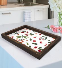 BK Gift Meyve Desenli Doğal Ahşap Tepsi-1