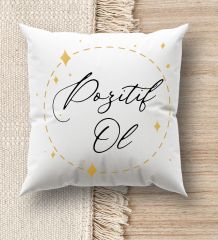 BK Gift Hayat Mottosu Tasarımlı Beyaz Kırlent Yastık, Ev Hediyesi, Ev Dekorasyonu, Dekoratif Hediye-1