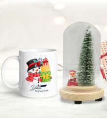 BK Gift Kişiye Özel Yılbaşı Temalı Işıklı Fanus Biblo ve Kupa Hediye Seti-1
