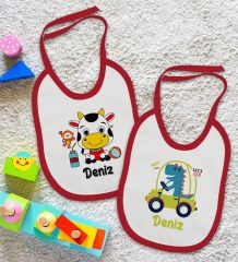 BK Kids Kişiye Özel İsimli 2’li Kırmızı Mama Önlüğü-14