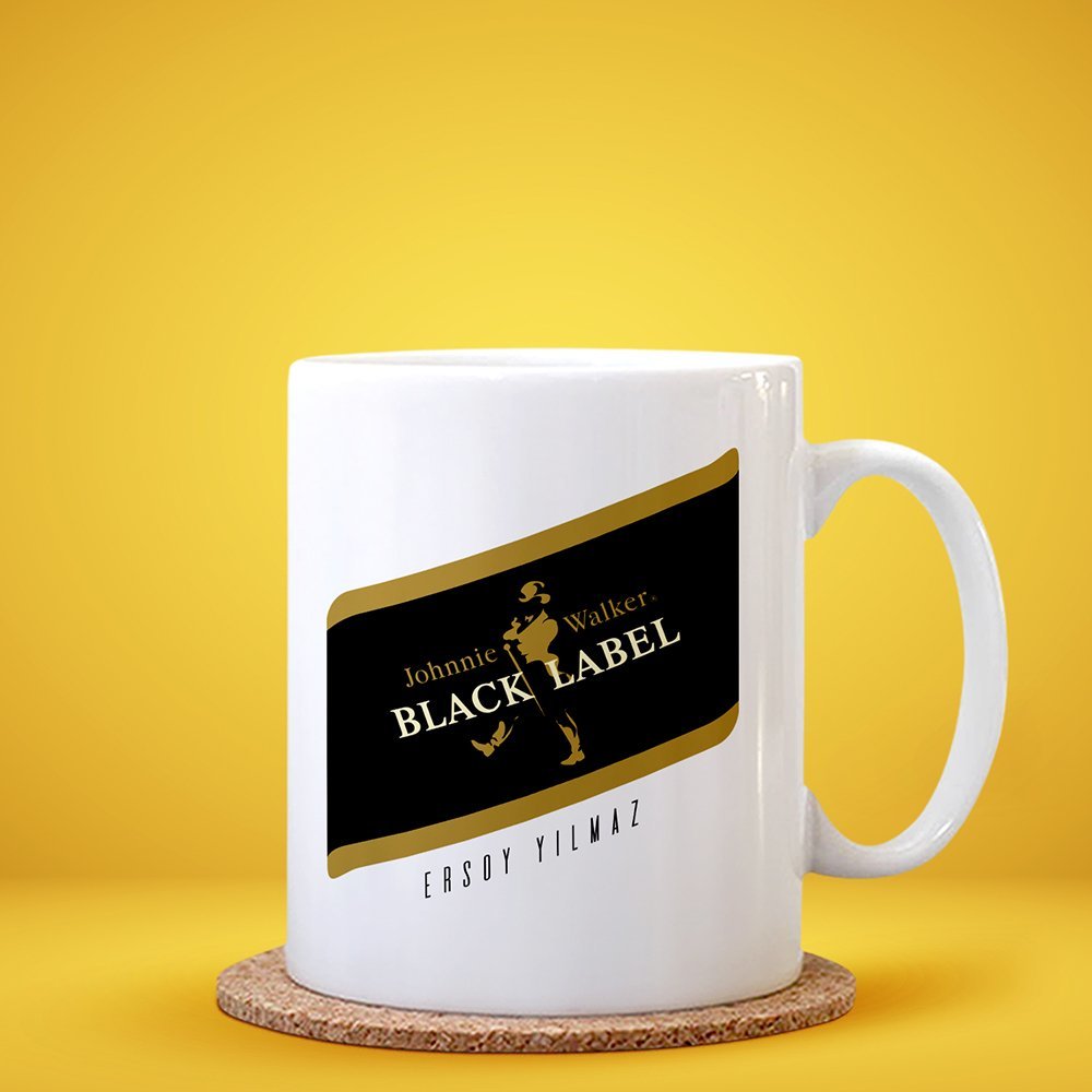 Kişiye Özel Johnnie Walker Black Label  Beyaz Kupa Bardak