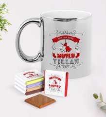 Kişiye Özel Yılbaşı Mutlu Yıllar Krom Kupa ve Çikolata Hediye Seti-7