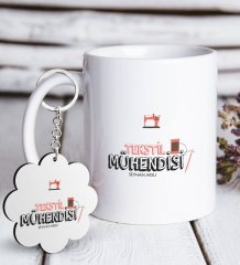 Kişiye Özel Mesleki Tekstil Mühendisi Beyaz Kupa ve Anahtarlık Hediye Seti-1