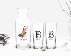 Kişiye Özel Renkli Baskılı Baş Harfli İsimli İkili Rakı Bardağı ve Karaf Hediye Seti-10