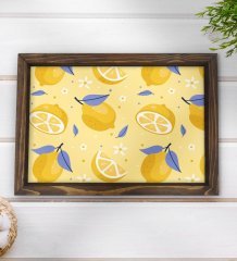 BK Gift Limon Tasarımlı Doğal Ahşap Tepsi-2
