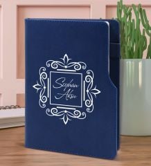 BK Gift Kişiye Özel İsimli Lacivert Termo Deri Not Defteri 15x21cm-1