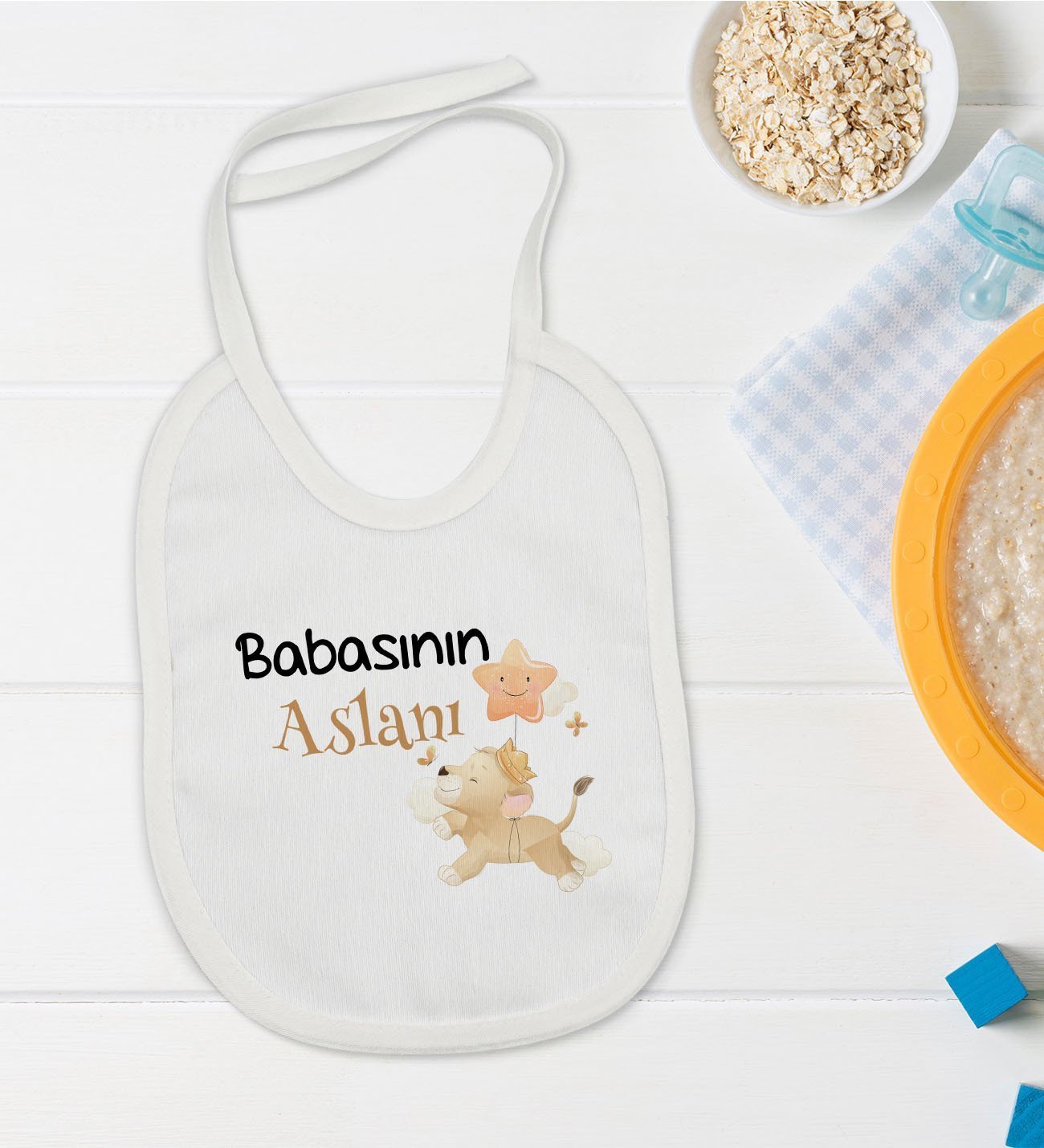 BK Kids Babasının Aslanı Tasarımlı Bebek Mama Önlüğü - Model 1