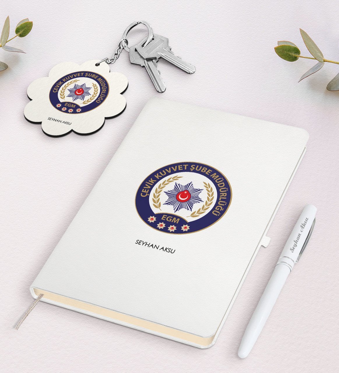 Kişiye Özel Çevik Kuvvet Beyaz Defter Kalem Ve Anahtarlık Hediye Seti-2