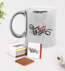 Kişiye Özel Yılbaşı Mutlu Yıllar Krom Kupa ve Çikolata Hediye Seti-6