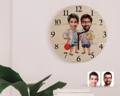 Kişiye Özel Kankalar Karikatürlü Otantik Ahşap Palet Saat-2