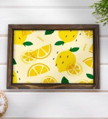 BK Gift Limon Tasarımlı Doğal Ahşap Tepsi-1