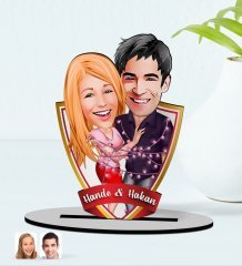 Kişiye Özel İsimli Sevgililer Karikatürlü Ahşap Biblo Model-2
