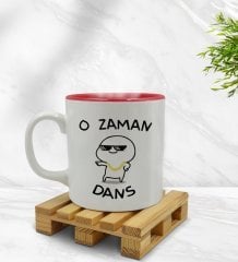 Bk Gift O Zaman Dans Tasarımlı İçi Kırmızı Renkli Kupa Bardak Model 1