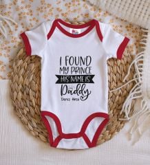 BK Kids Kişiye Özel His Name Is Daddy Tasarımlı Kırmızı Bebek Body Zıbın-1