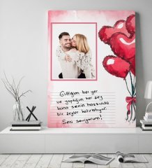 Kişiye Özel Kendi El Yazın Mesajlı Fotoğraflı Hediye Kanvas Tablo 50x70cm-3