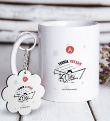 Kişiye Özel Mesleki Teknik Ressam Beyaz Kupa ve Anahtarlık Hediye Seti-2